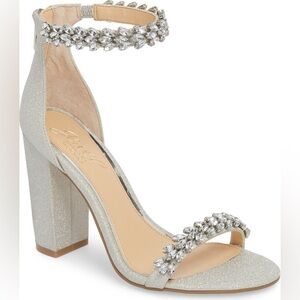 Badgley Mischka Glittering Silver Jewel Heels